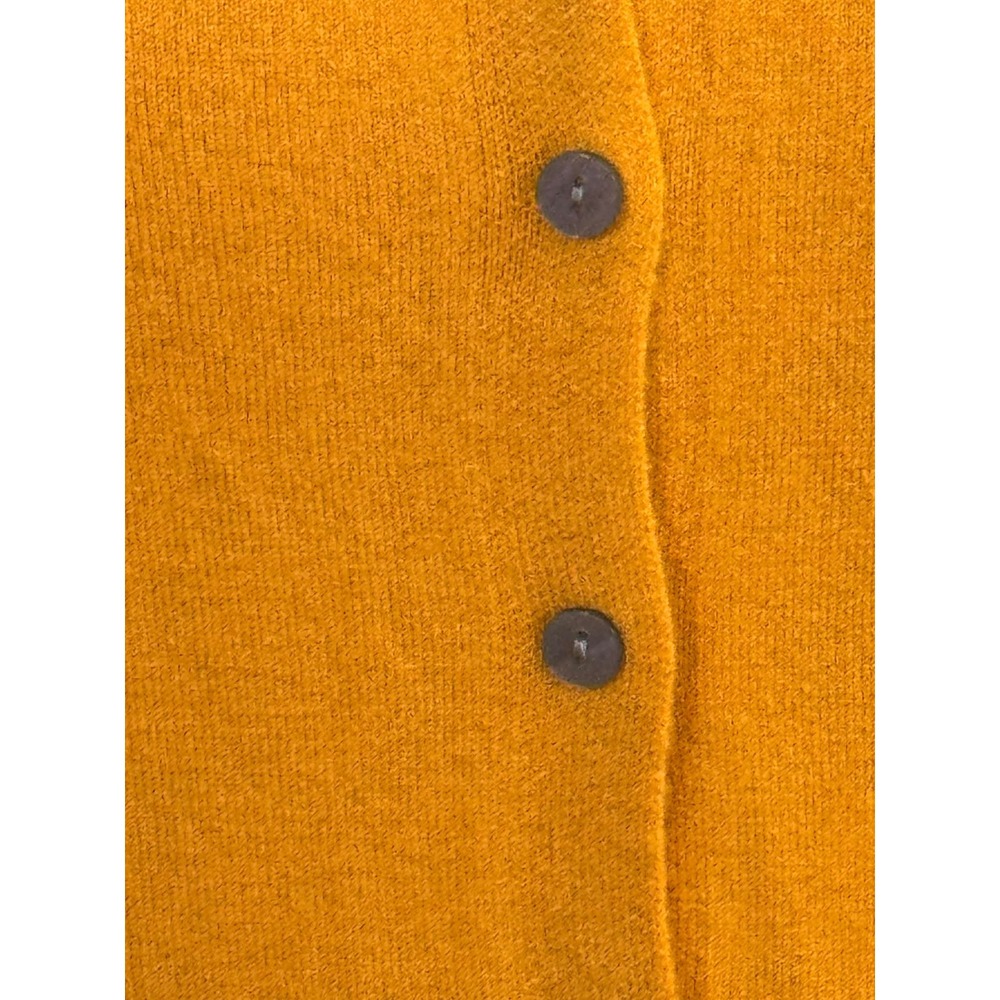 Mustard Yellow V-Neck Button Down Cardigan‎ Sweater Ribbed Knit Trim Womens - Picture 2 of 3